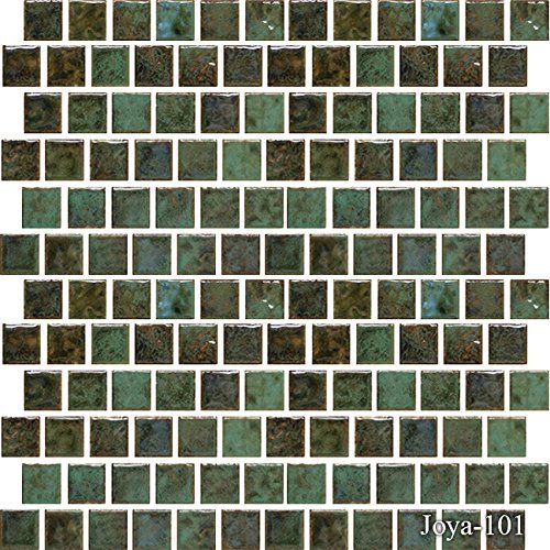 Fujiwa Porcelain glazed Swimming Pool Waterline Tile JOYA-101Verde 1×1 In 2 SQ
