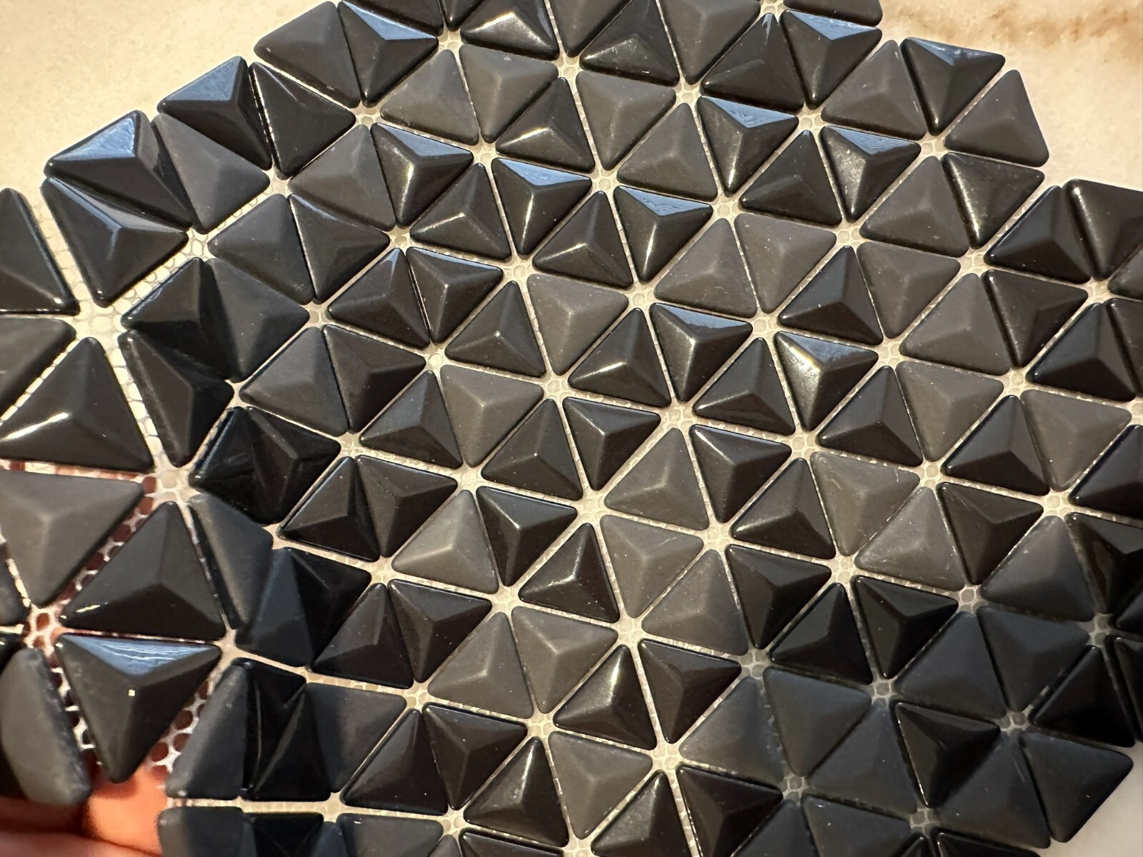 Black Triangle Matte and Glossy Mixed Mosaic Glass