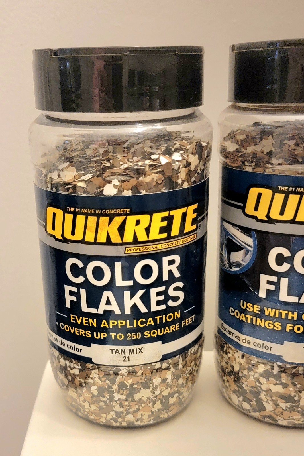 3 NEW VALSPAR Color Flakes, Tan Mix LG 7 Oz Bottles for Garage Patios And More.