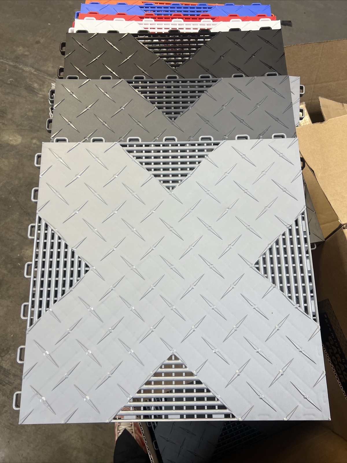 Light Gray (silver) HYBRID-X garage floor tiles 50 square feet 17×17 MADE IN USA