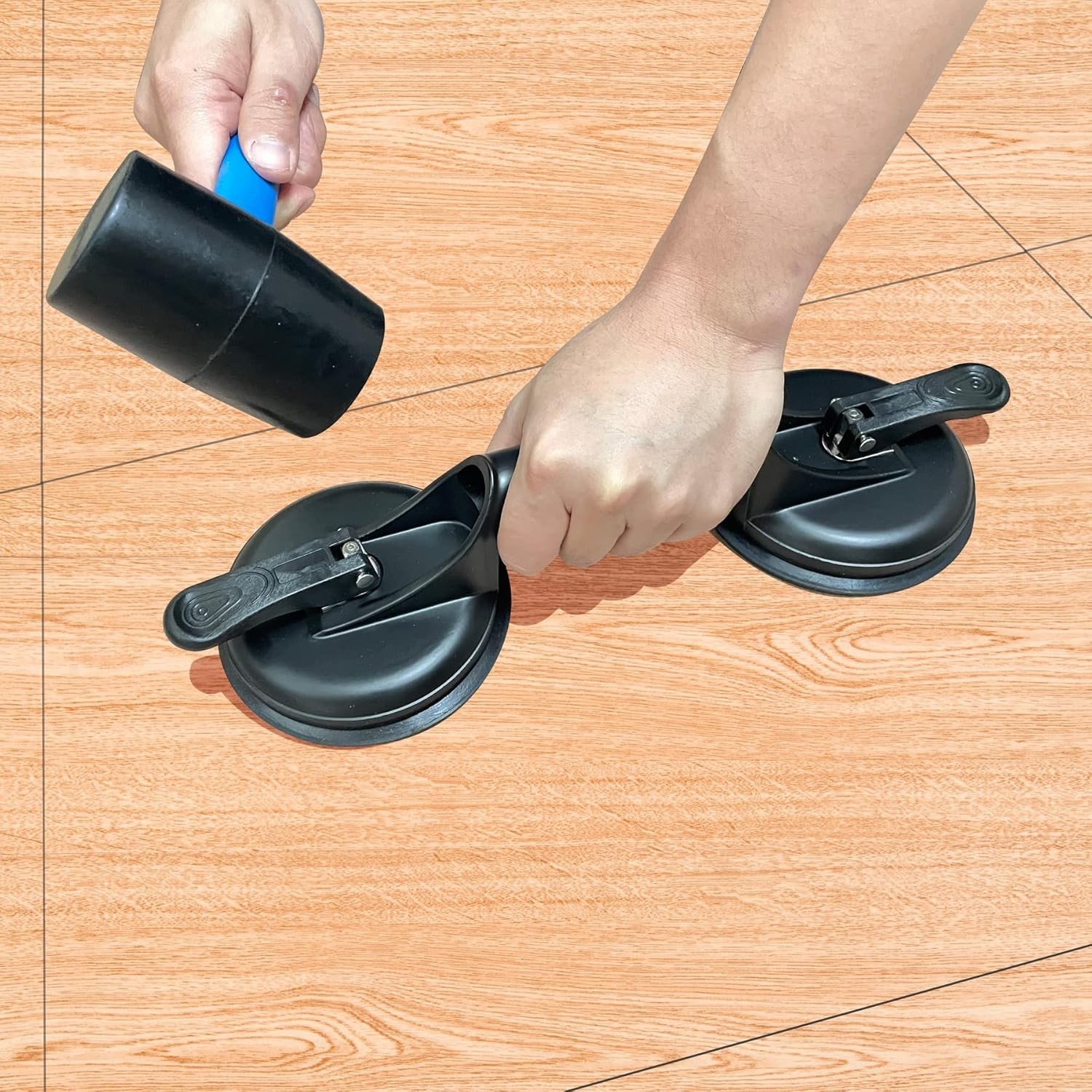 Efficient Floor Gap Fixing Tool with Lightweight Mallet & Strong Suction Cup Set