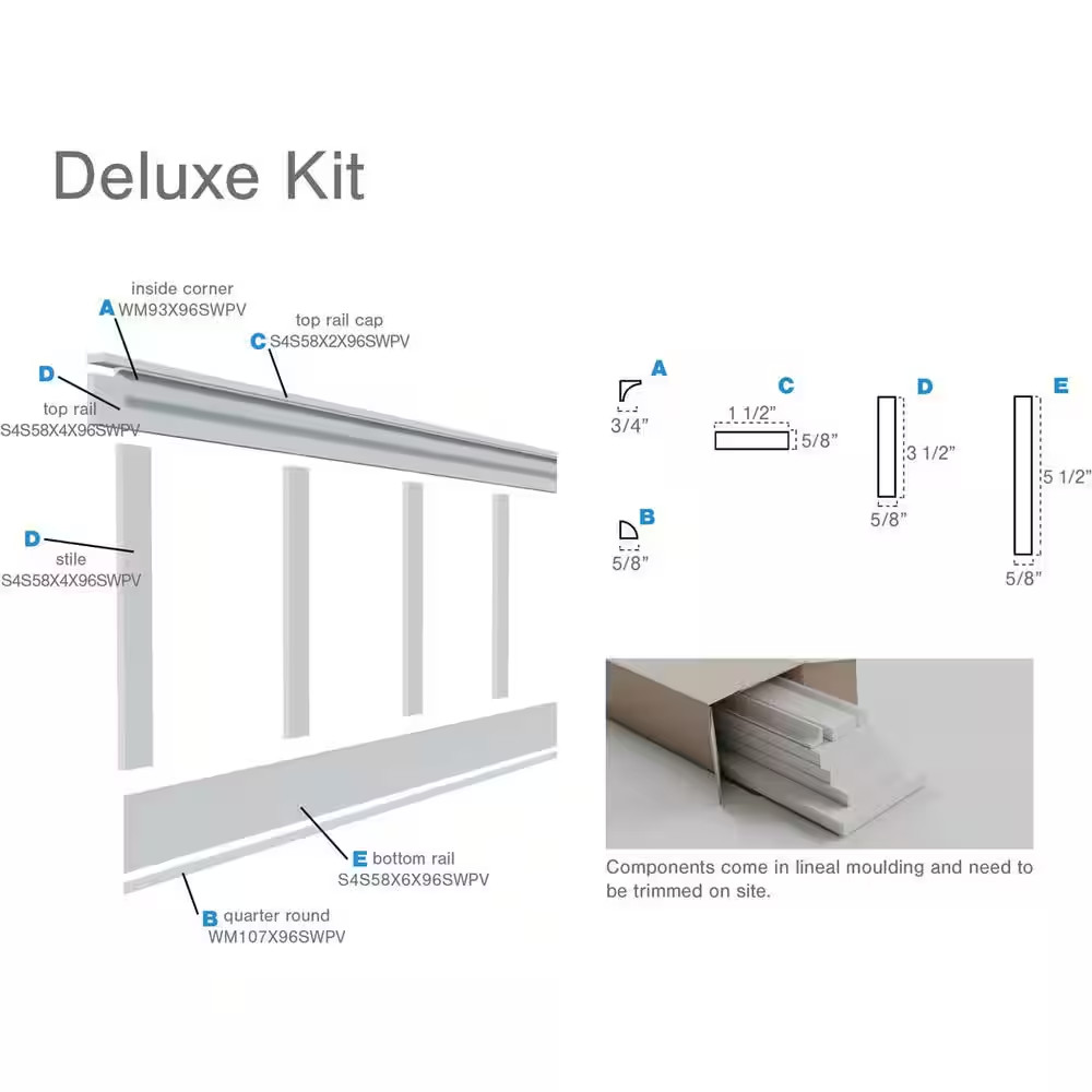 5/8 In. X 96 In. X 56 In. Expanded Cellular PVC Deluxe Shaker Wainscoting Mouldi