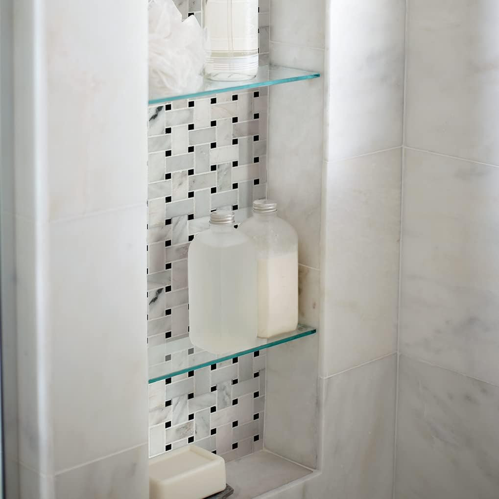 Arabescato Carrara 12″ Honed Marble Basketweave Tile for Backsplash & Walls