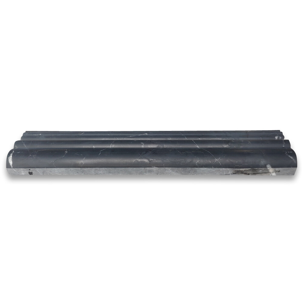 N14H Nero Marquina Black Marble 2-1/2×12 Chair Rail Edge Trim Molding Honed