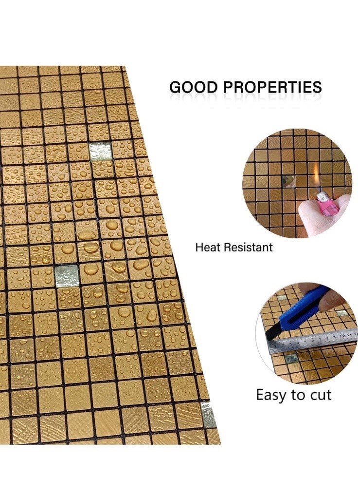 10-Sheet Peel and Stick Backsplash Tile, Self-Adhesive Aluminum 3D Wall Panels