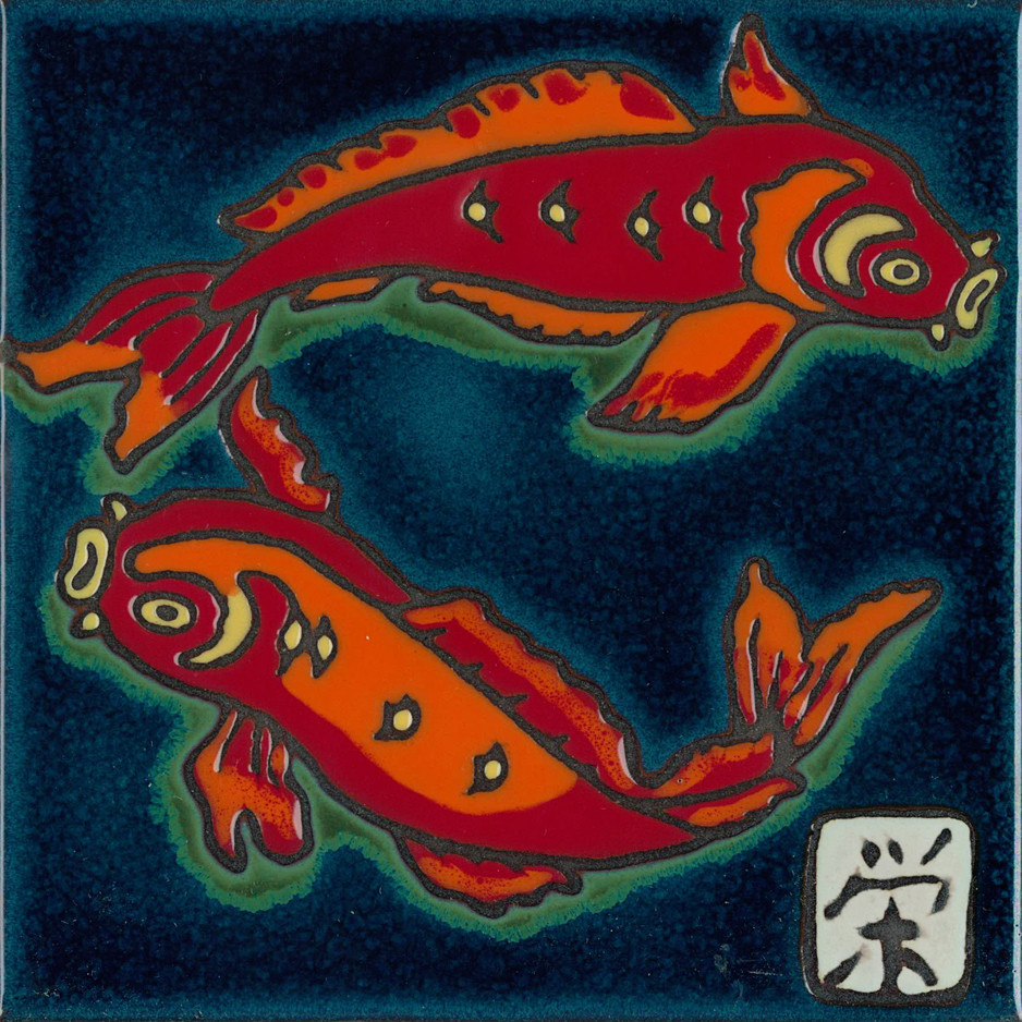 Ceramic Tile Koi Fish hot plate wall decor backsplash installation mural art