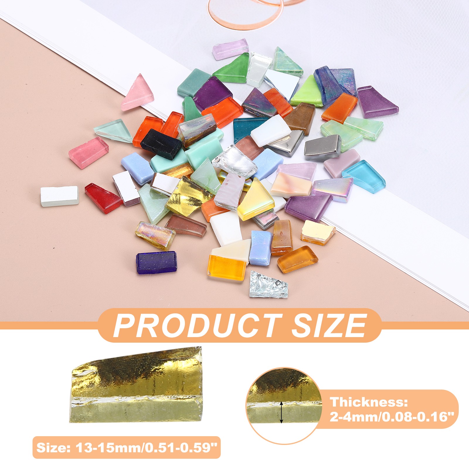 Irregular Glass Mosaic Tiles, 100g/0.2LB Stained Glass Sheets, Gold Series