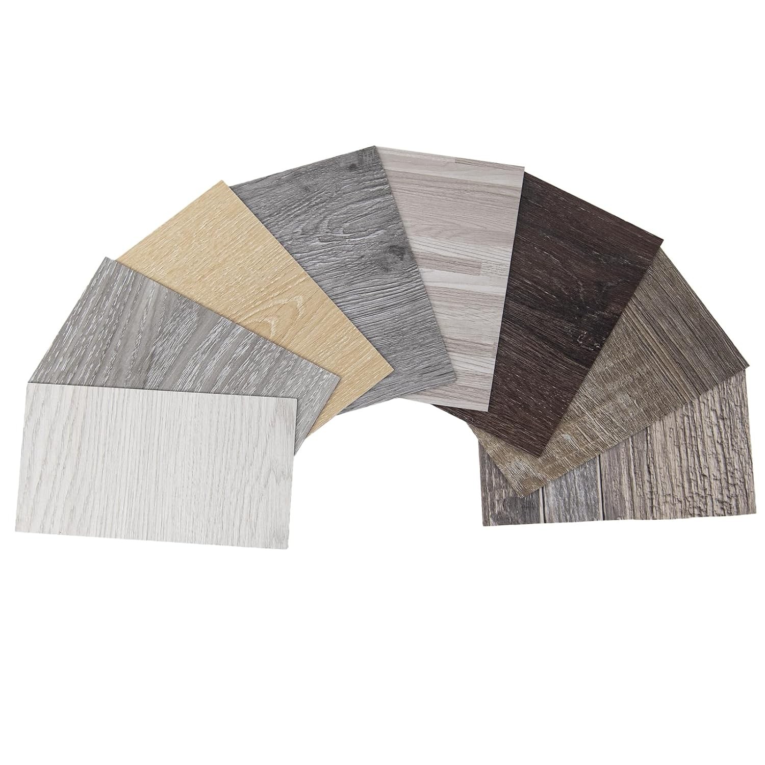 Peel and Stick Floor Tile Vinyl Wood Plank Samples Set of 8, Rigid Surface