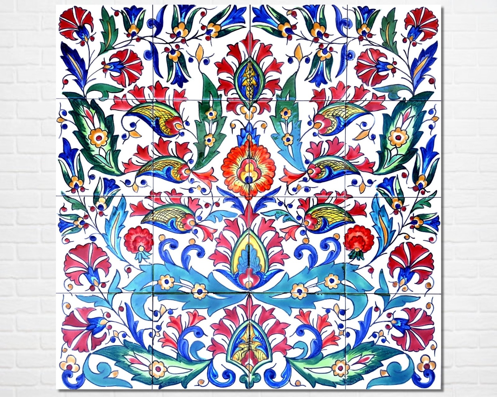 24inx24in Arabesque Design Ceramic Tiles Wall Art Mosaic Mural Backsplash