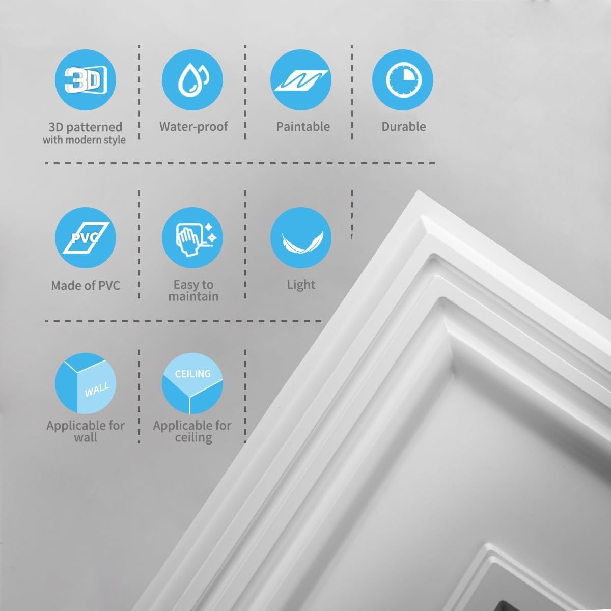 Art3d 24x48in Drop Ceiling Tiles White 12-Pack PVC Glue Down