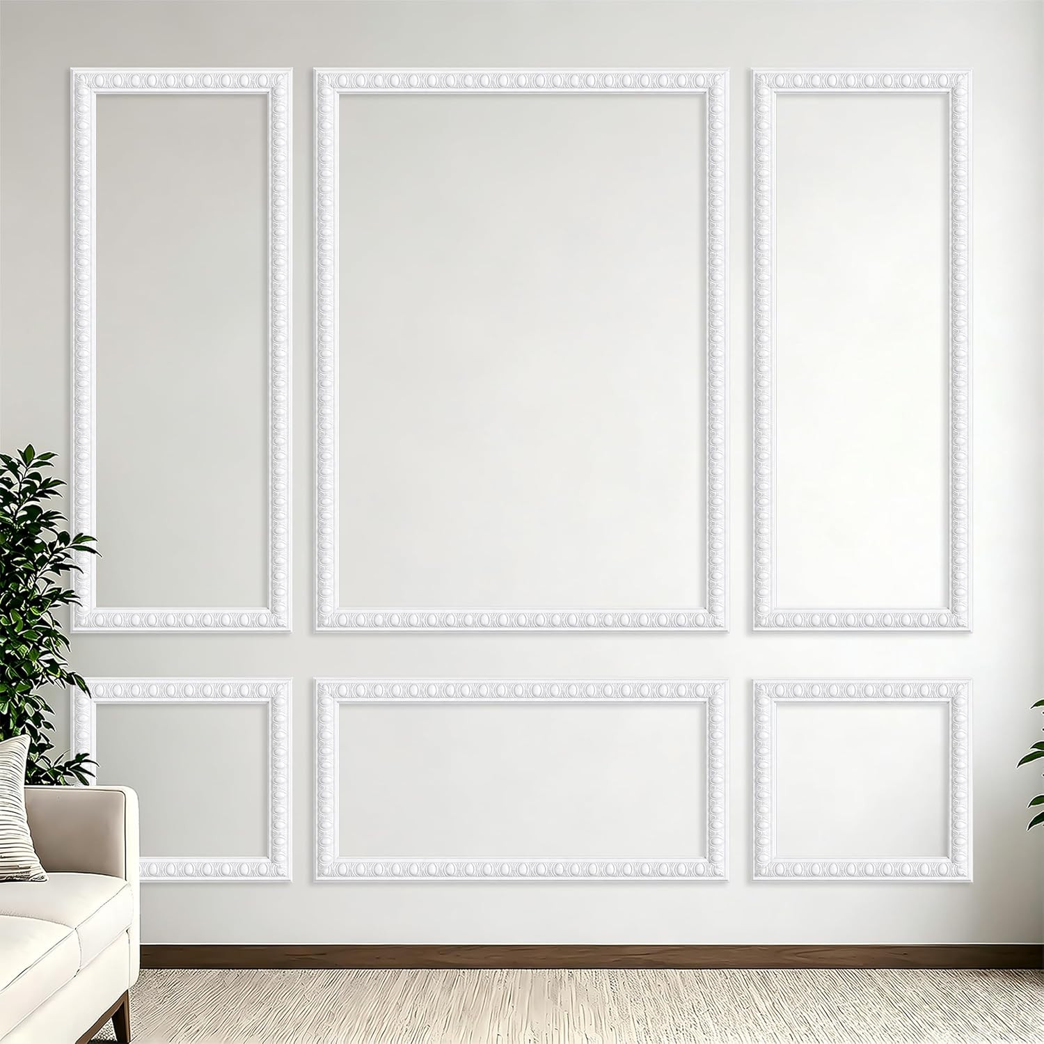 3 Set Peel and Stick Wall Molding Kit,Pre Cut Wainscoting Panels,24X32In | Self