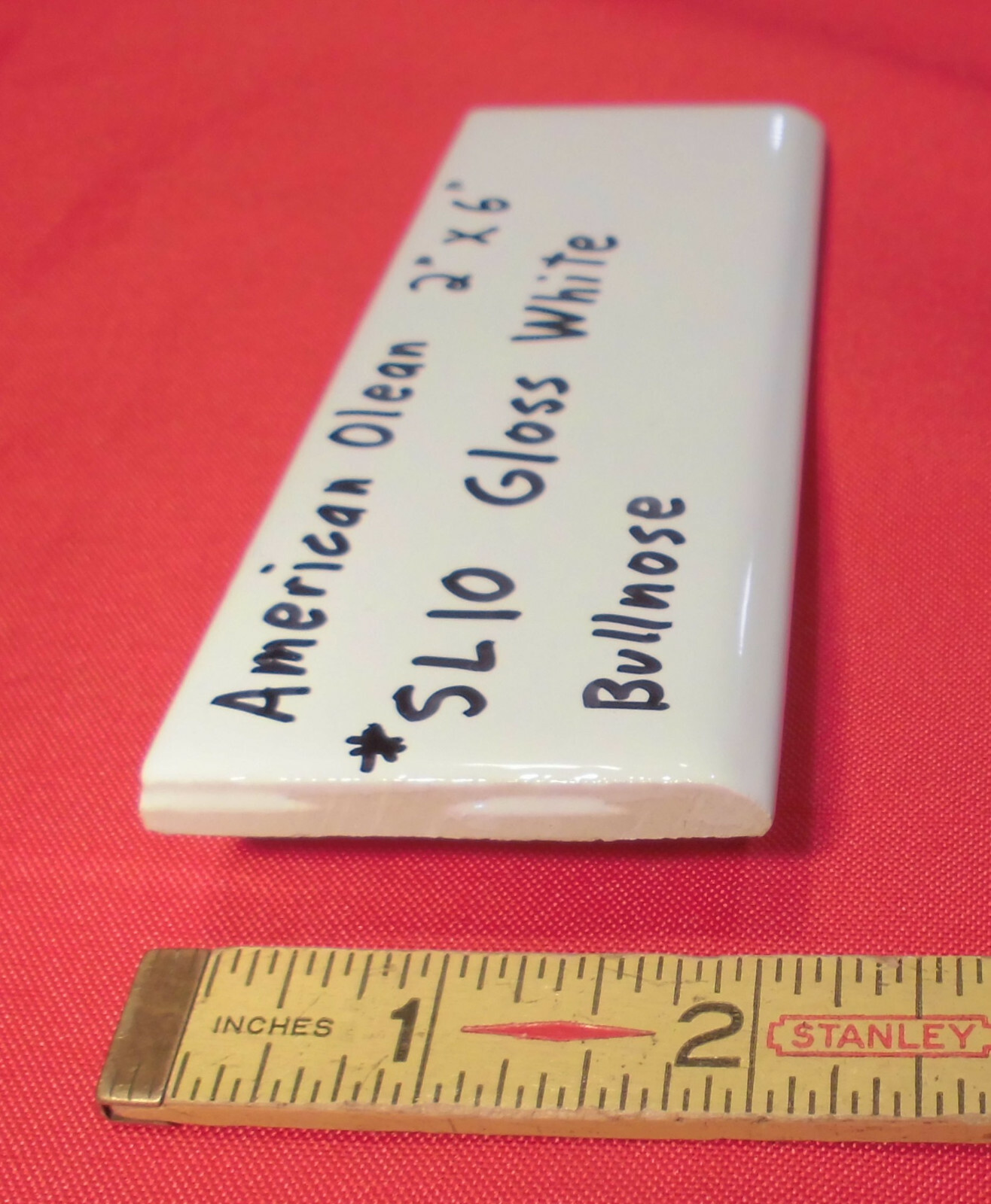 1 pc. Starting Line by American Olean: #SL10 Gloss White Bullnose Ceramic Tile