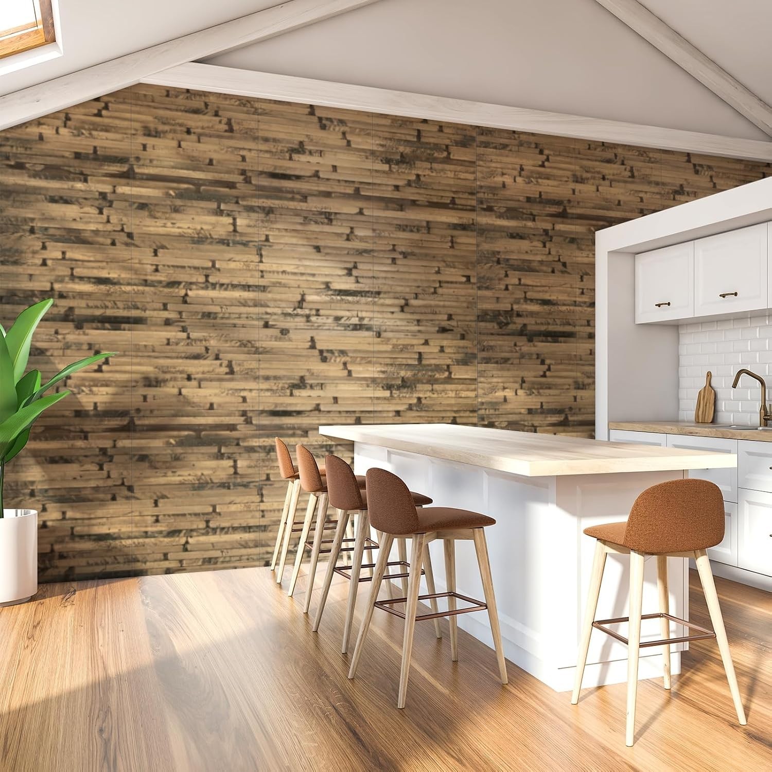 Natural Bamboo Wall Panel for Interior Wall Decor, Renewable Pole Wrap Wainsc…