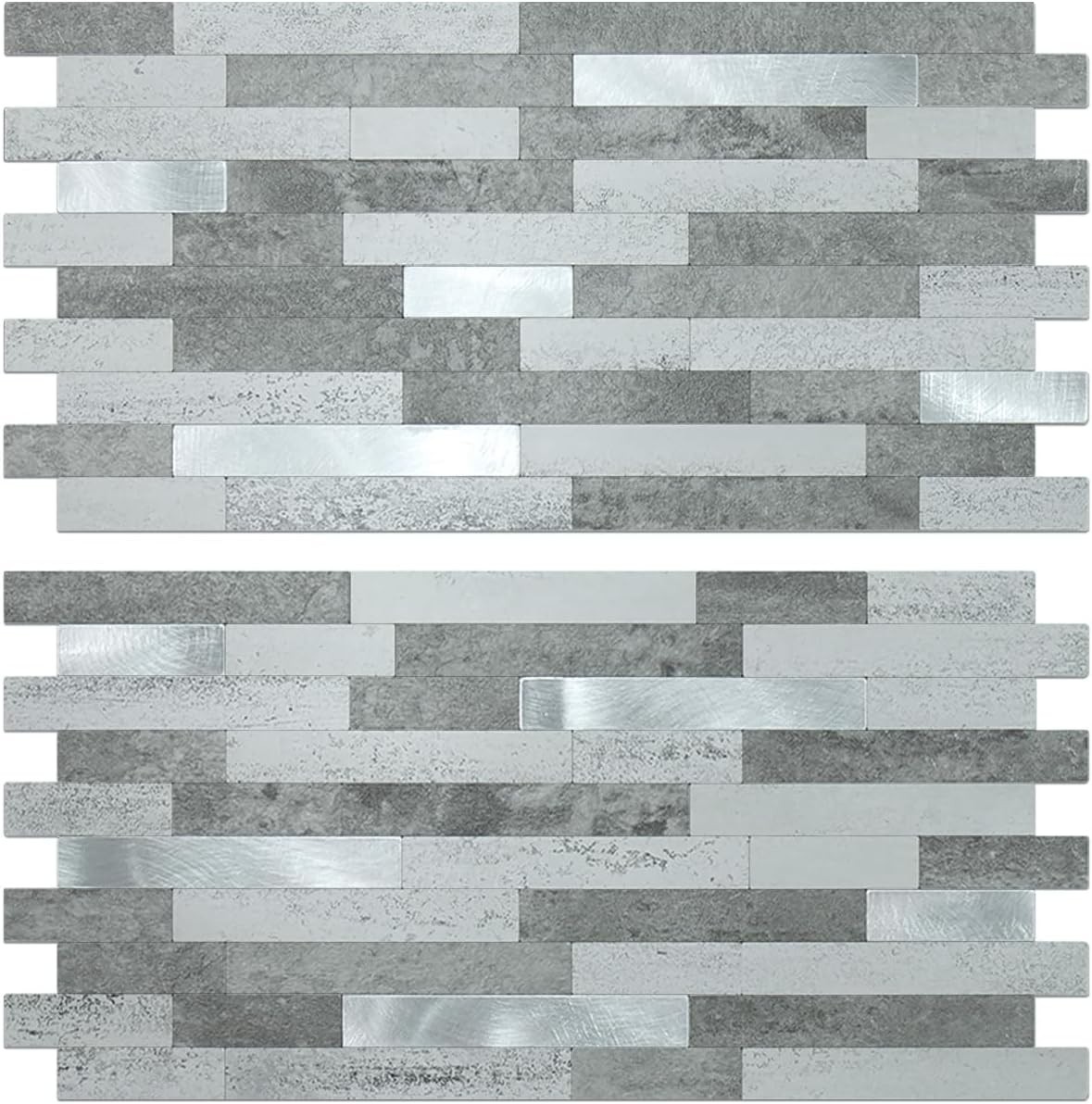 Faux Stone Peel and Stick Backsplash Wall Tiles for Kitchen Bathroom Grey Slate