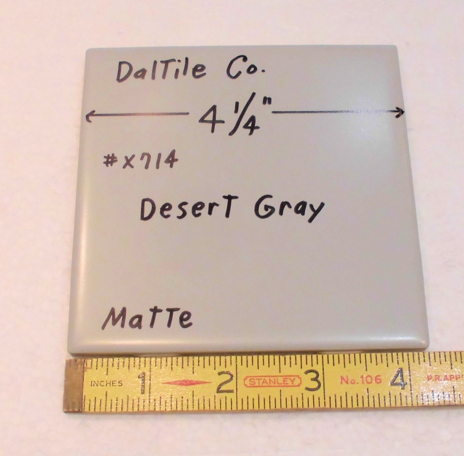 1 pc. Softer Matte Desert Gray: Ceramic Tile by Daltile… 4-1/4″ NEW