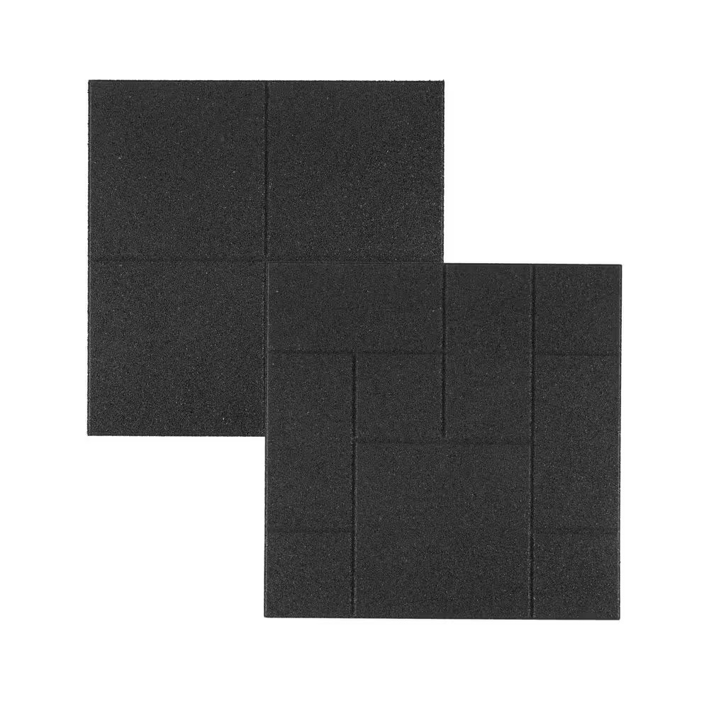 24 In. X 24 In. X 5/8 In. Black Dual-Sided Rubber Paver (4-Pack)