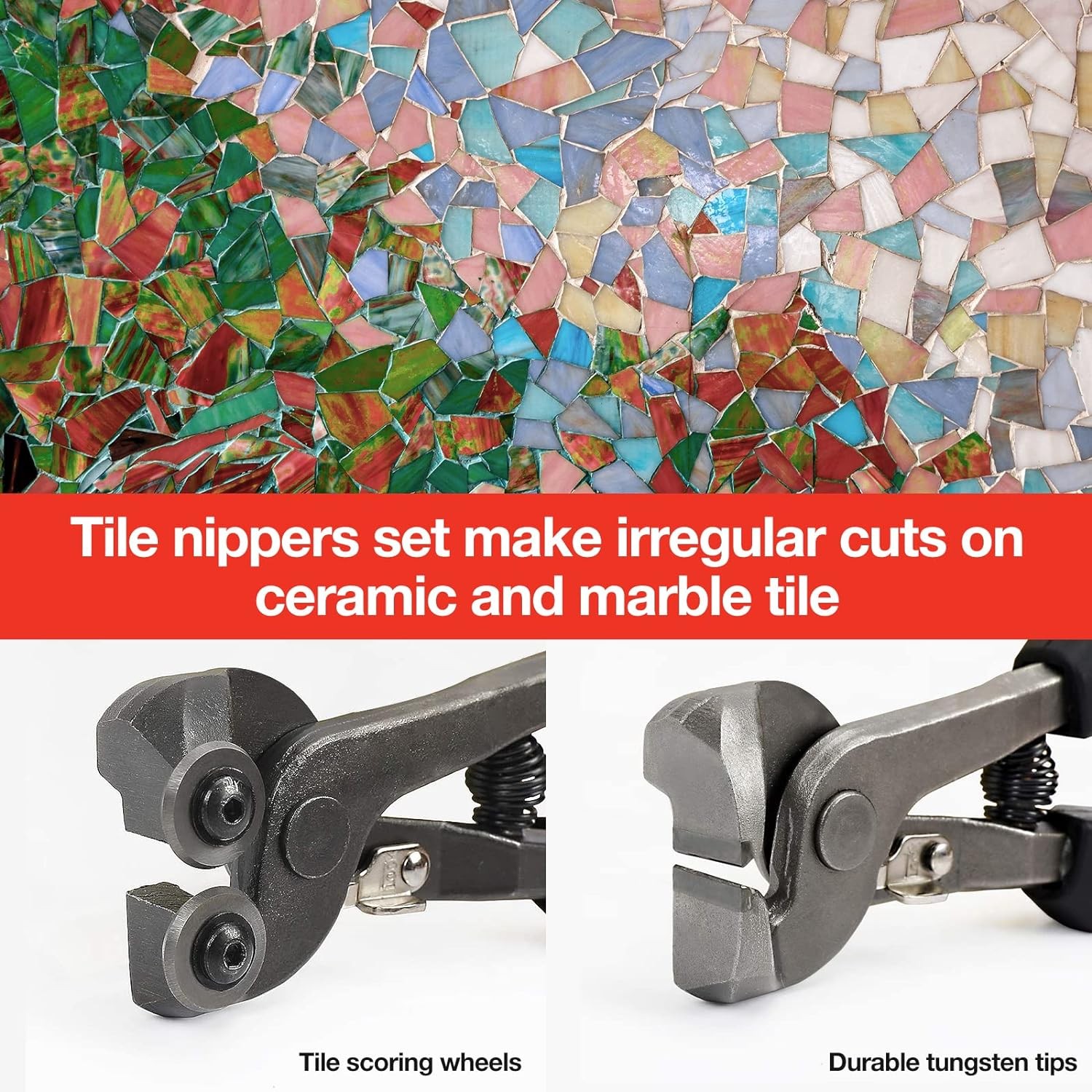Glass Tile Nippers Set Heavy Duty Carbon Steel Precision Cutting Tools 2 Pc