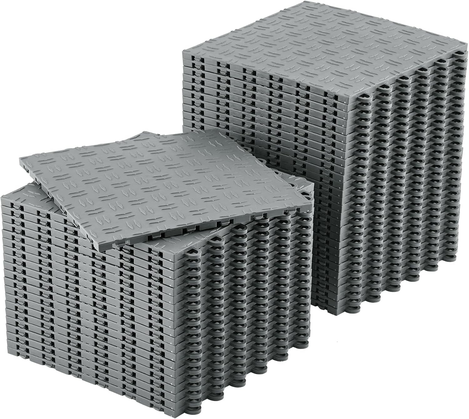 50/100 Pack Interlocking Garage Floor Tiles 12×12 Heavy Duty PVC Nonslip Diamond