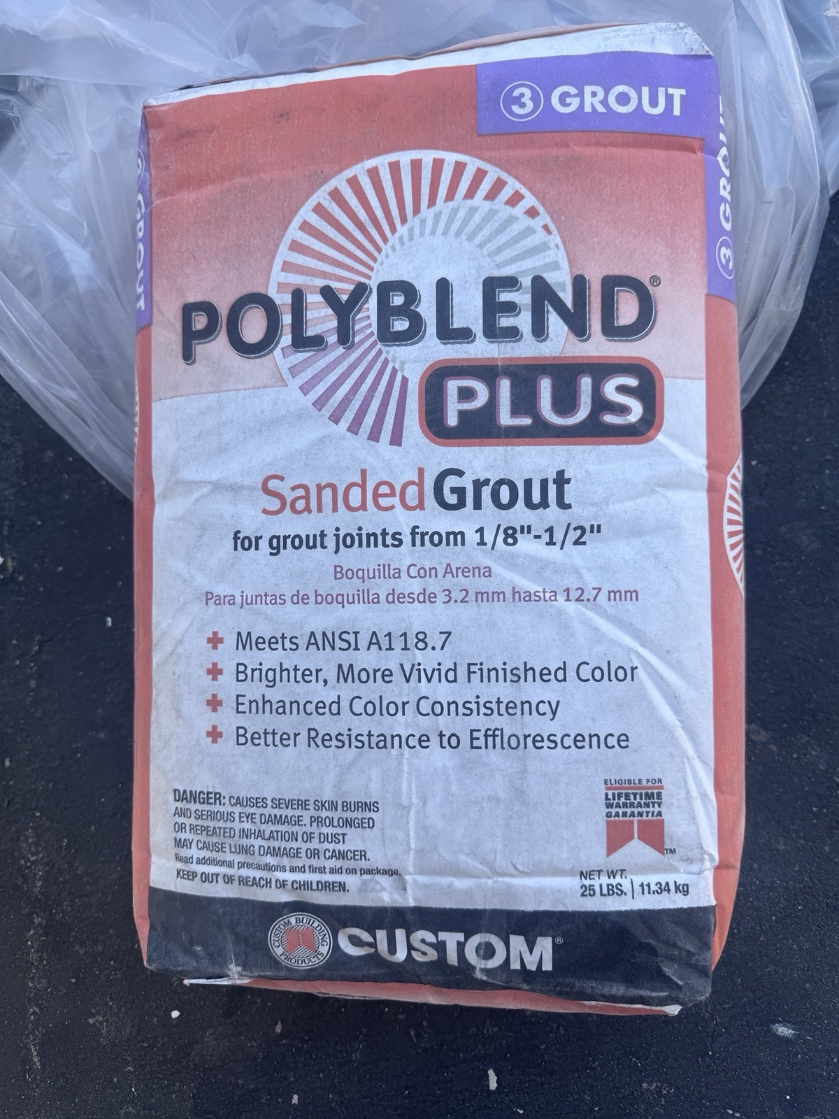 Custom Building Products PolyBlend Plus Sanded Grout 25 lbs Arctic White