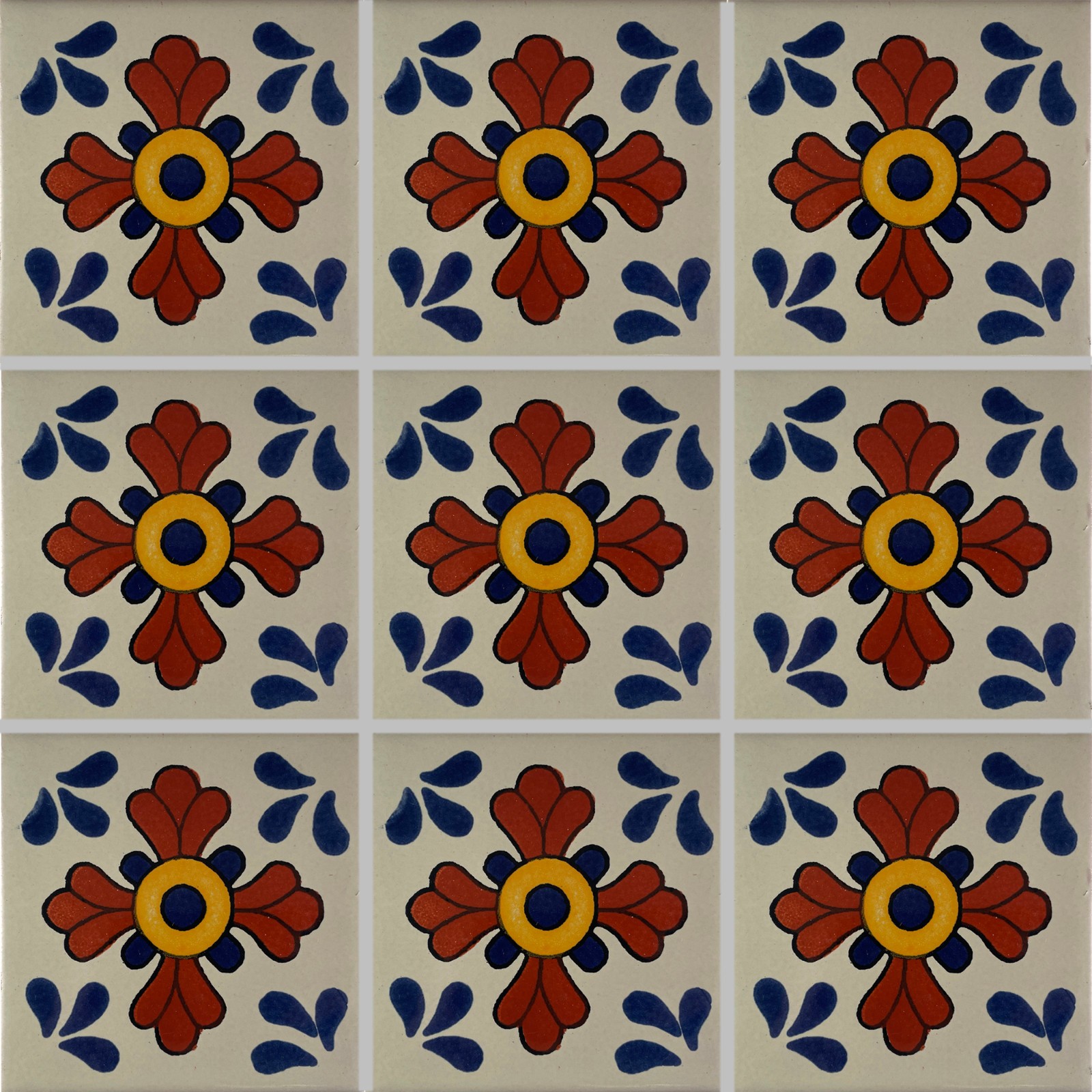 6×6 4 pcs Blue Seville Talavera Mexican Tile