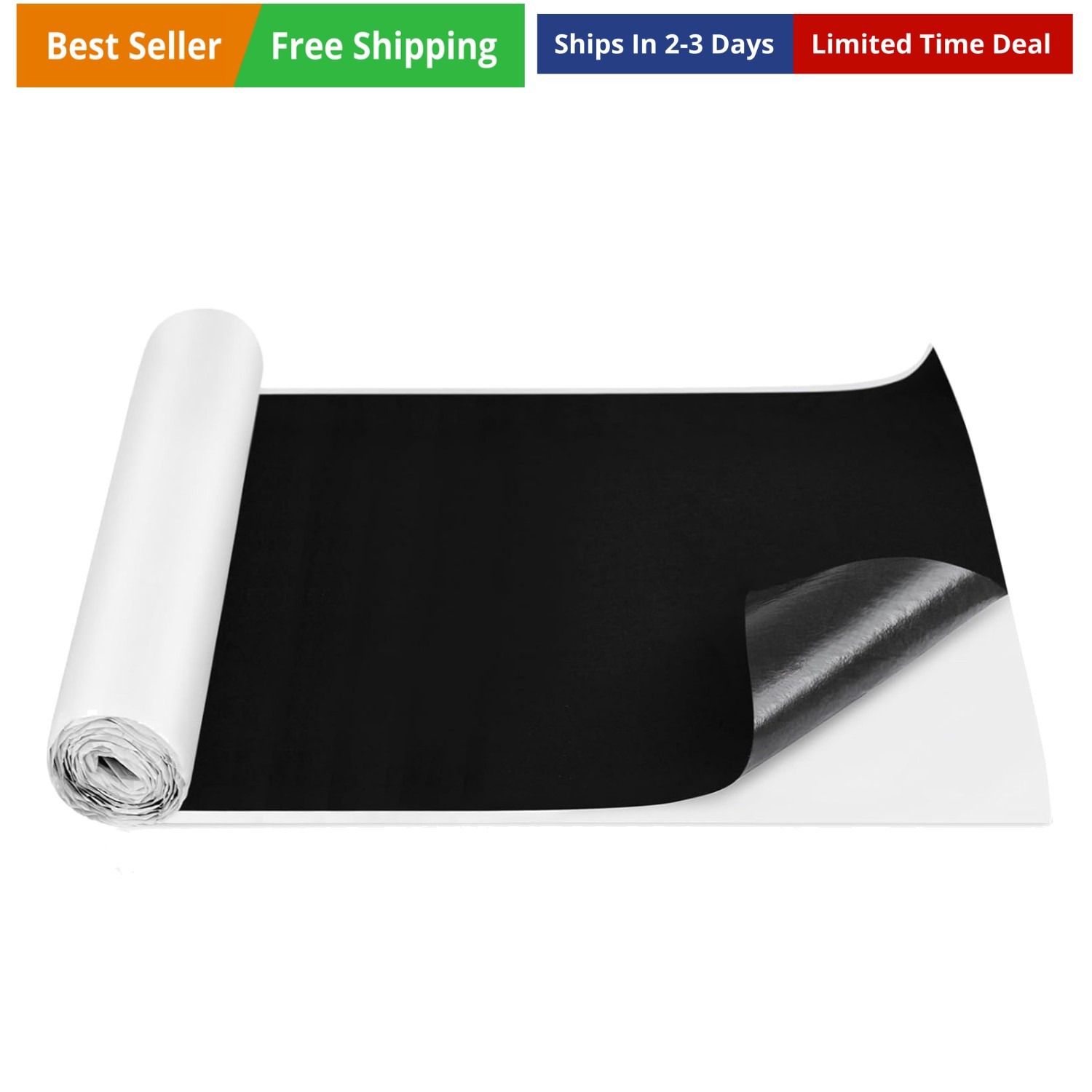 22 Sq ft 16 x 195 in Black Underfelt Carpet with Adhesive Back for Speaker Su…