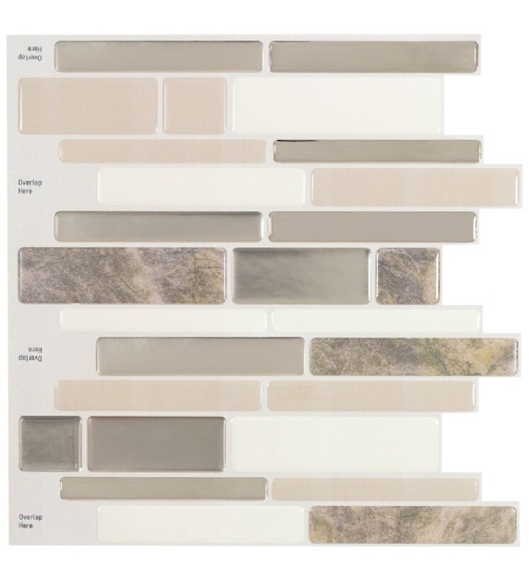 Peel And Stick Mosaics Havana Beige And Gold Linear Stone Look Peel And Stick