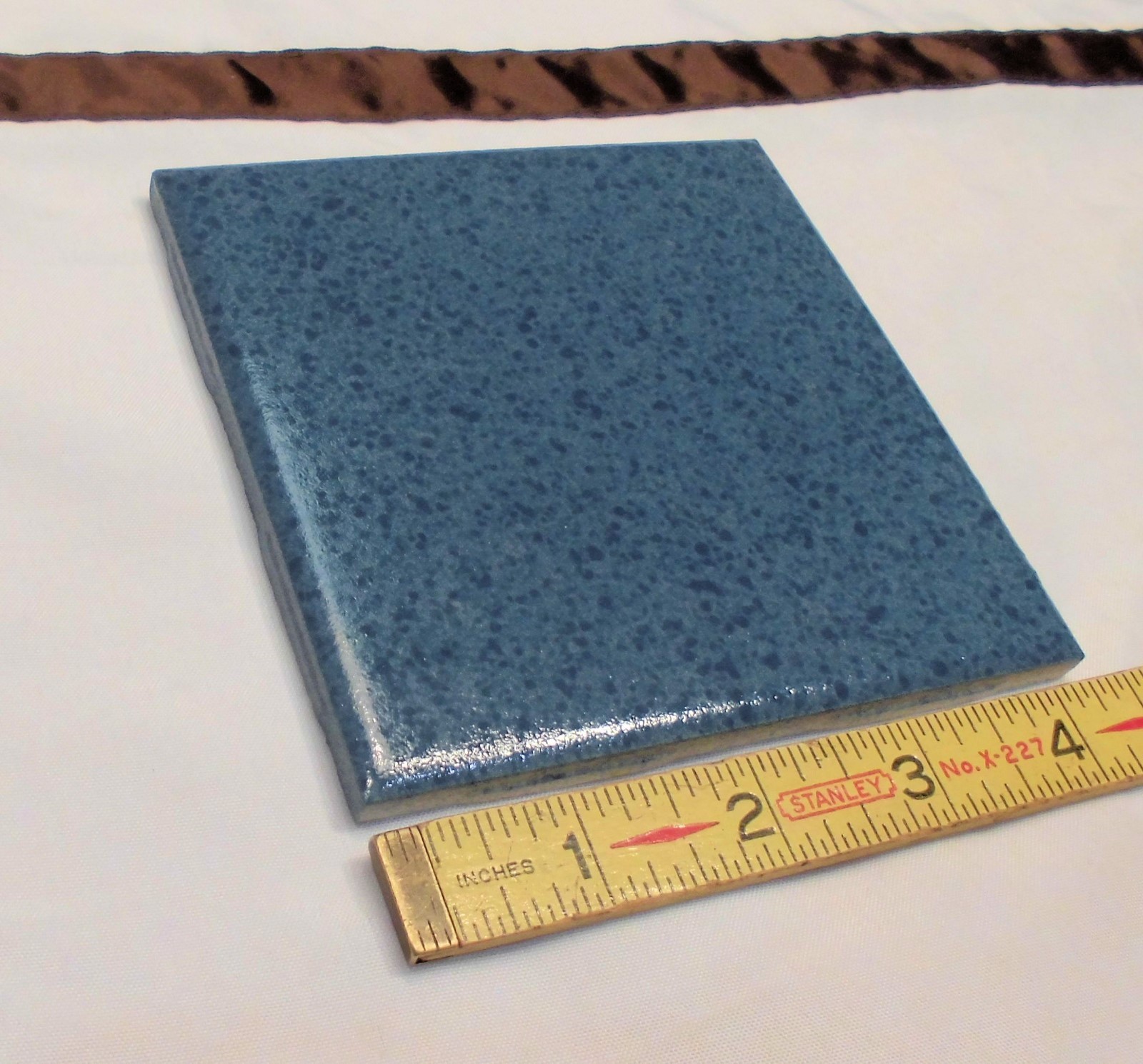 1 pc. *Thunder Blue* Matte Ceramic Tiles 4-3/8″ Crystal Glazed by M.C.T. NOS
