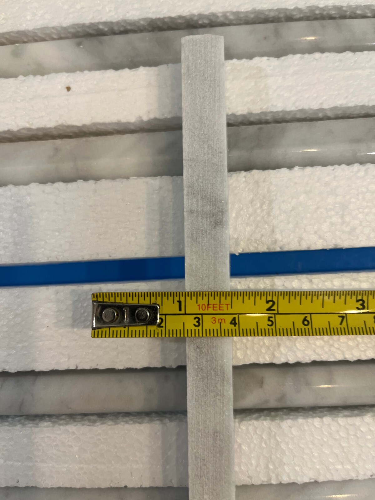 9-PC Carrara White Italian (Bianco Carrara) Marble 3/4X12 Bullnose Molding