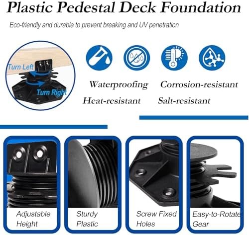 30 PCS Adjustable Plastic Pedestal Paver, Heavy Duty Deck Blocks Foundation Base