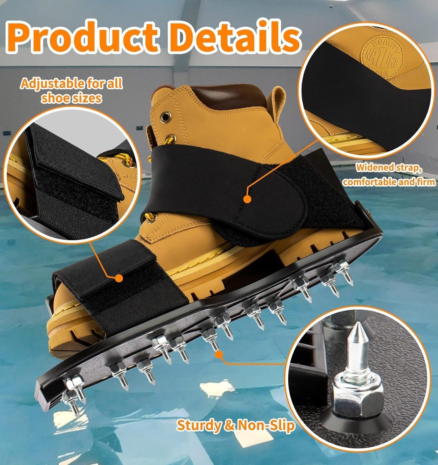 Epoxy Floor Spiked Shoes Fully Assembled Gunite Spiked Shoes with 3/4″ Short Spi
