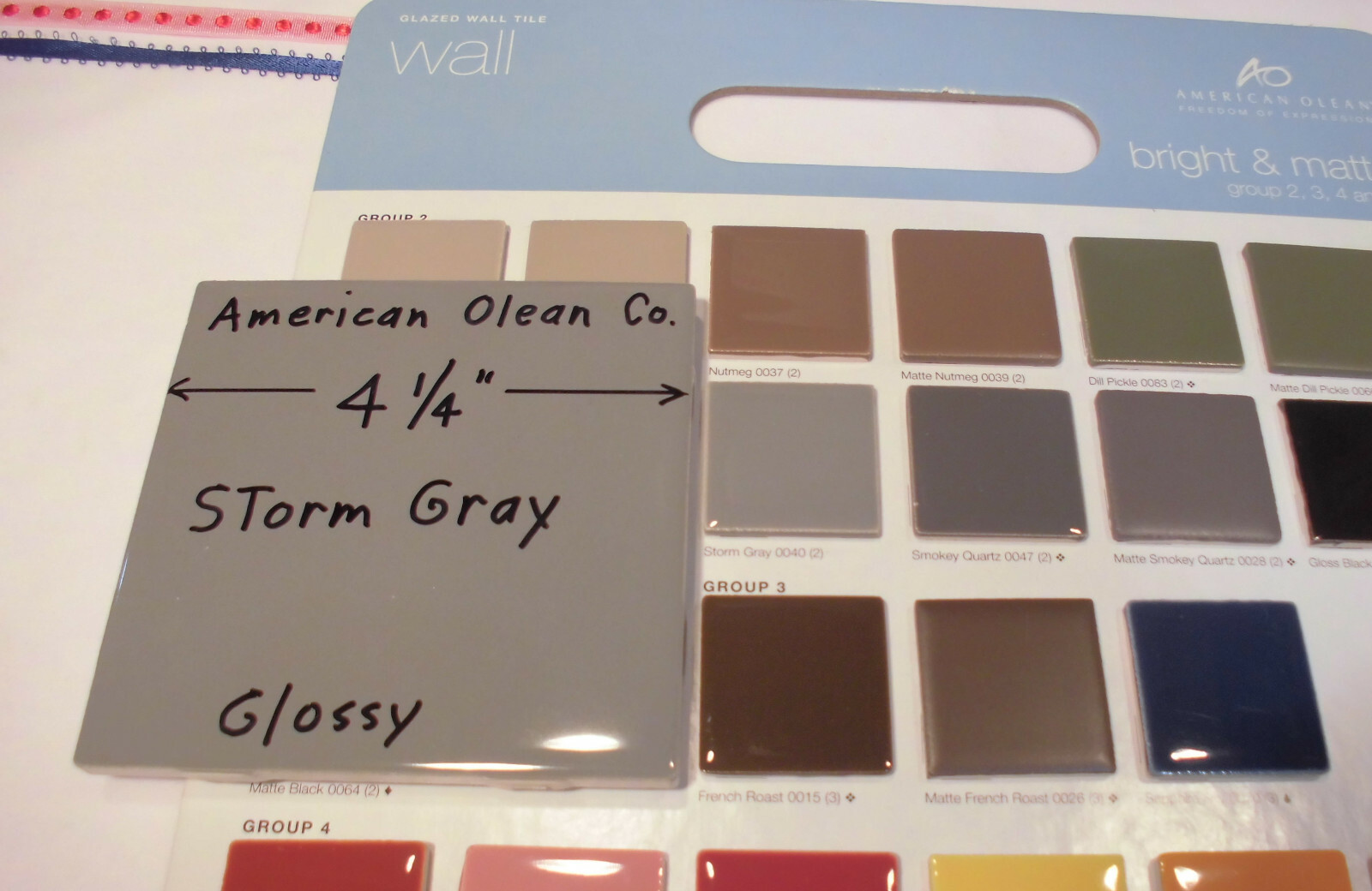 9 pcs. Glossy *Dark Storm Gray * 4-1/4″ Ceramic Tiles by American Olean Co. NEW