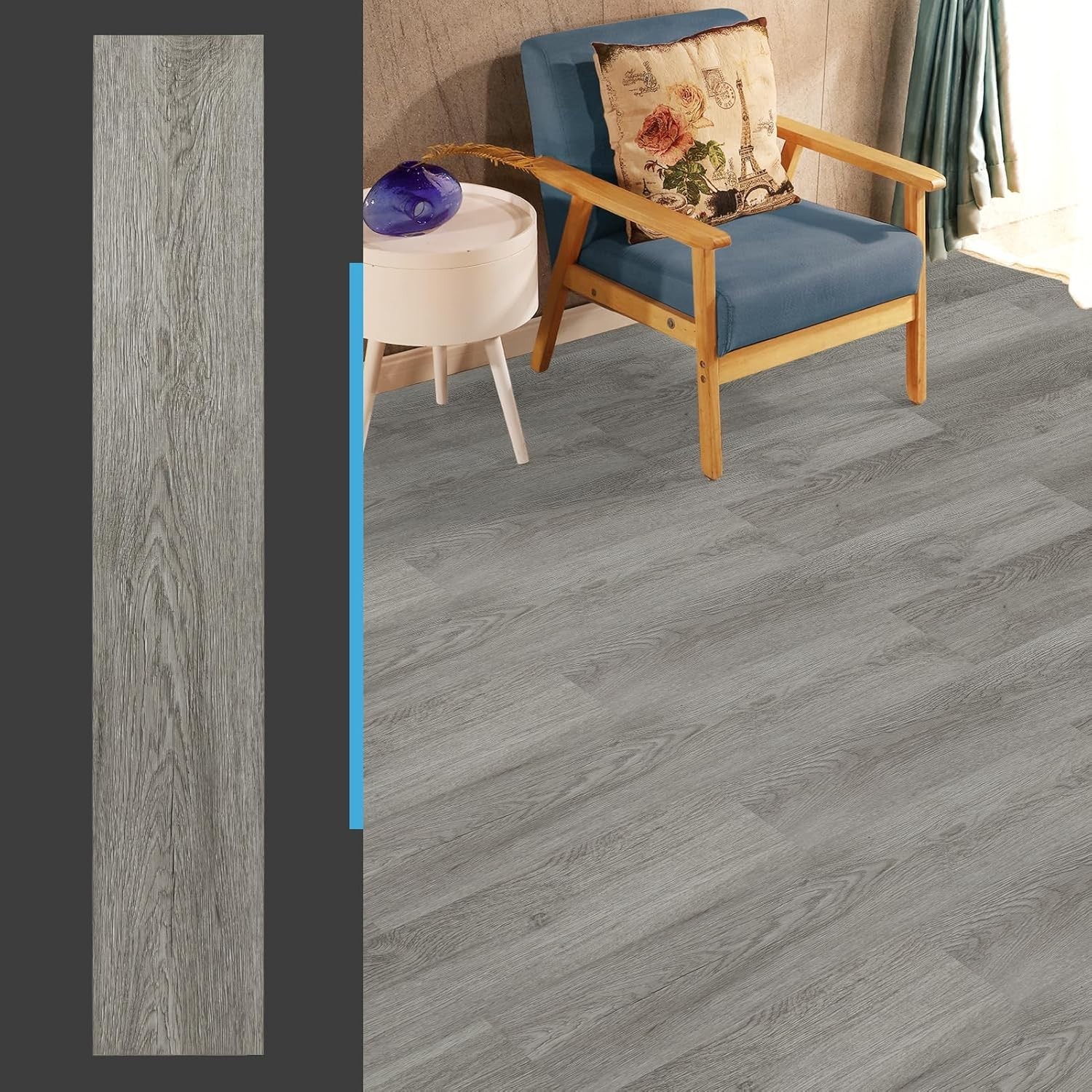 Suelo Vinílico Autoadhesivo Gris Oscuro 36 Piezas 54 Sq Ft Imitación Madera DIY