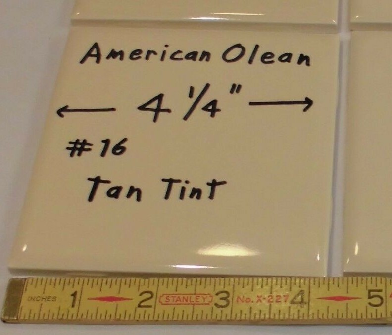 1 pc. Tan Tint: Vintage Glossy Ceramic Tile by American Olean 4-1/4″ made 1950’s
