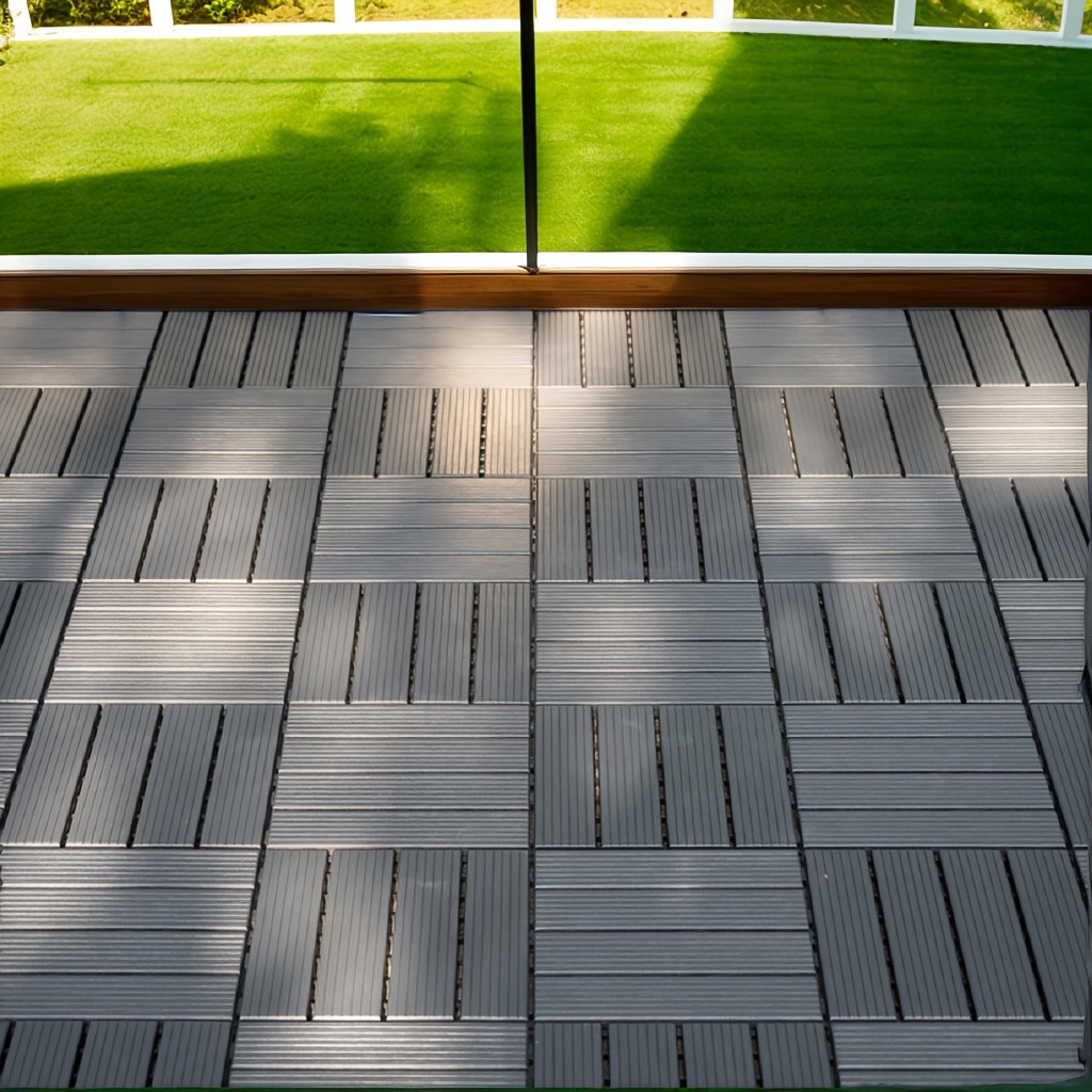 25/50/75PCS Deck Tiles Wood Flooring Interlock For Balcony Patio Outdoor 12″X12″