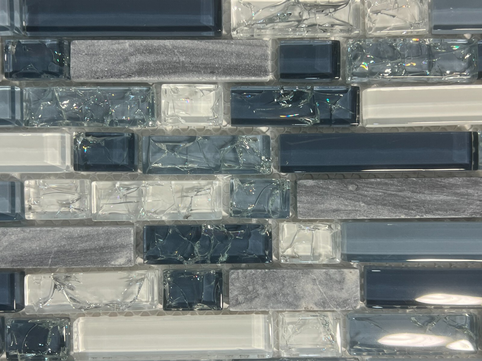NY05 Green/White/Gray Glass/Marble Rectangle Mosaic Tile Kitchen Bathroom