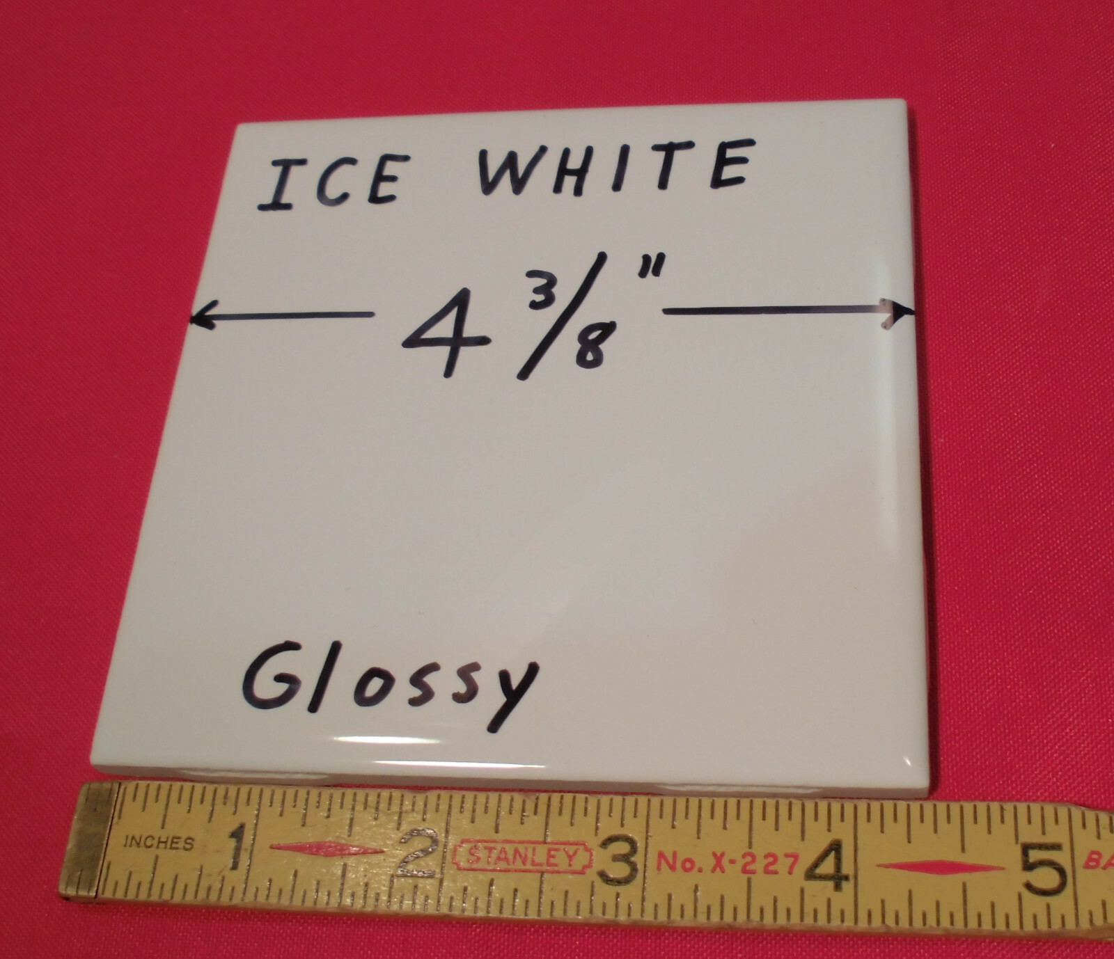 1 pc. 4-3/8″ *Brilliant Ice White* Glossy Ceramic Tile…Clean New Tiles