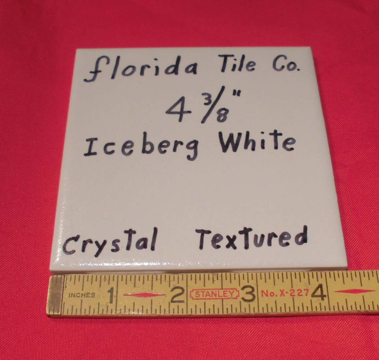 1 pc. *Iceberg White* 4-3/8″ Crystal Glazed Ceramic Tile by Florida Co. NEW