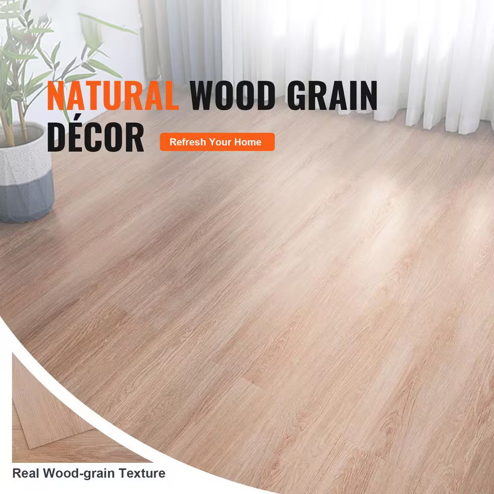 Brown Peel and Stick Vinyl Flooring Tiles 36 In. X 6 In. Original Wood Grain DIY