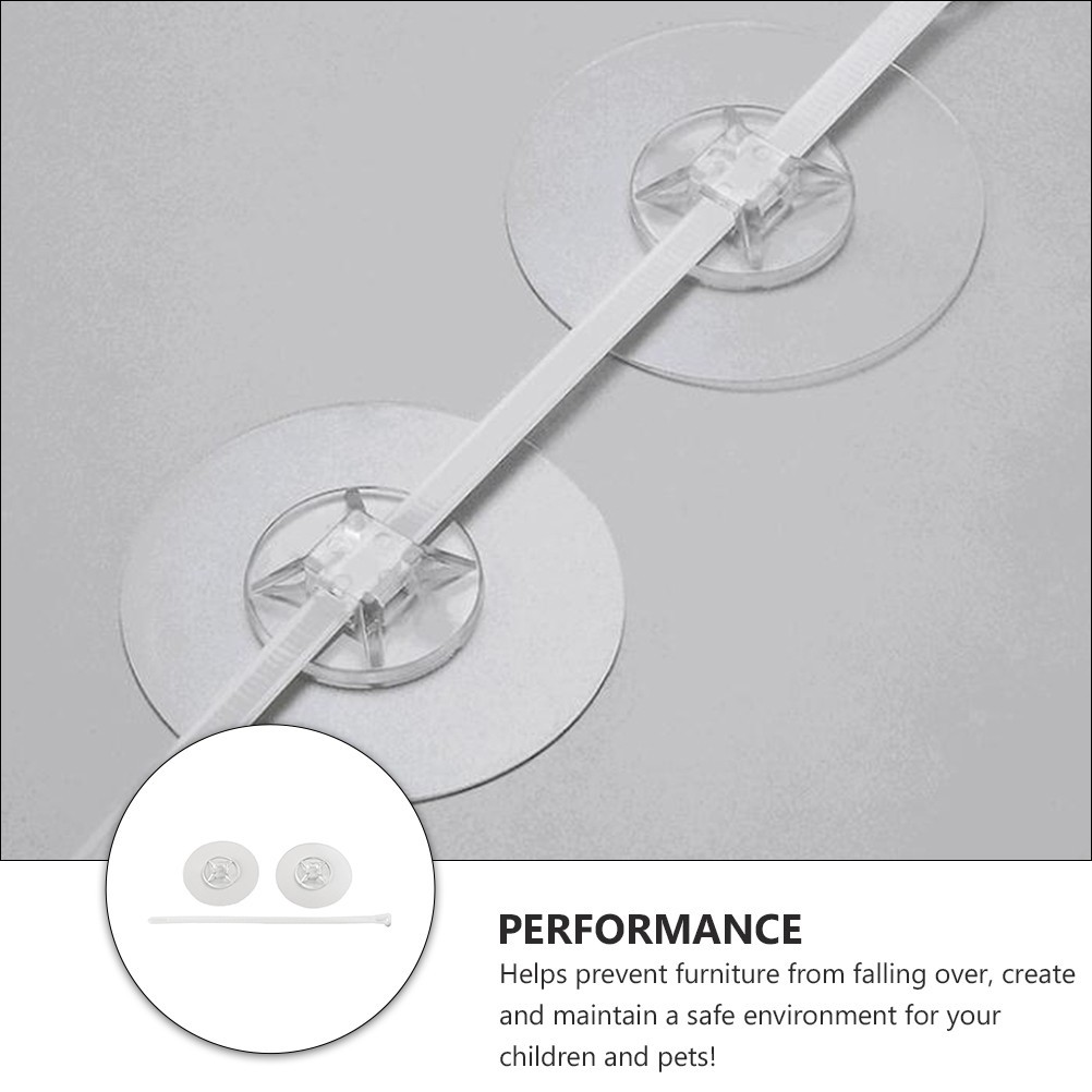 2Sets Transparent Anti-Shake Furniture Fixing Strap Safety Tool for Home Use