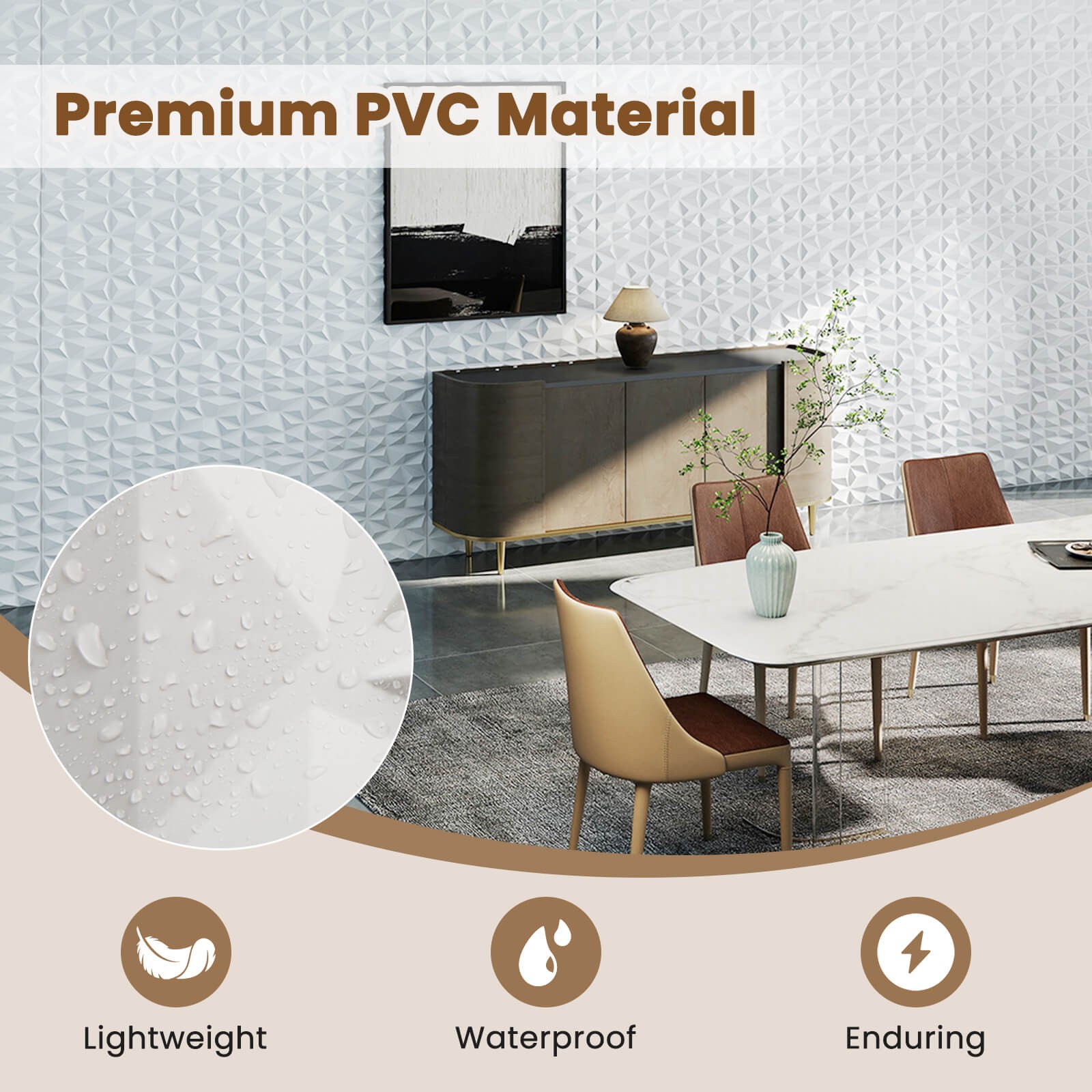 50 Pack 3D Wall Panels, PVC Diamond Textured Wall Tiles for DIY Painting