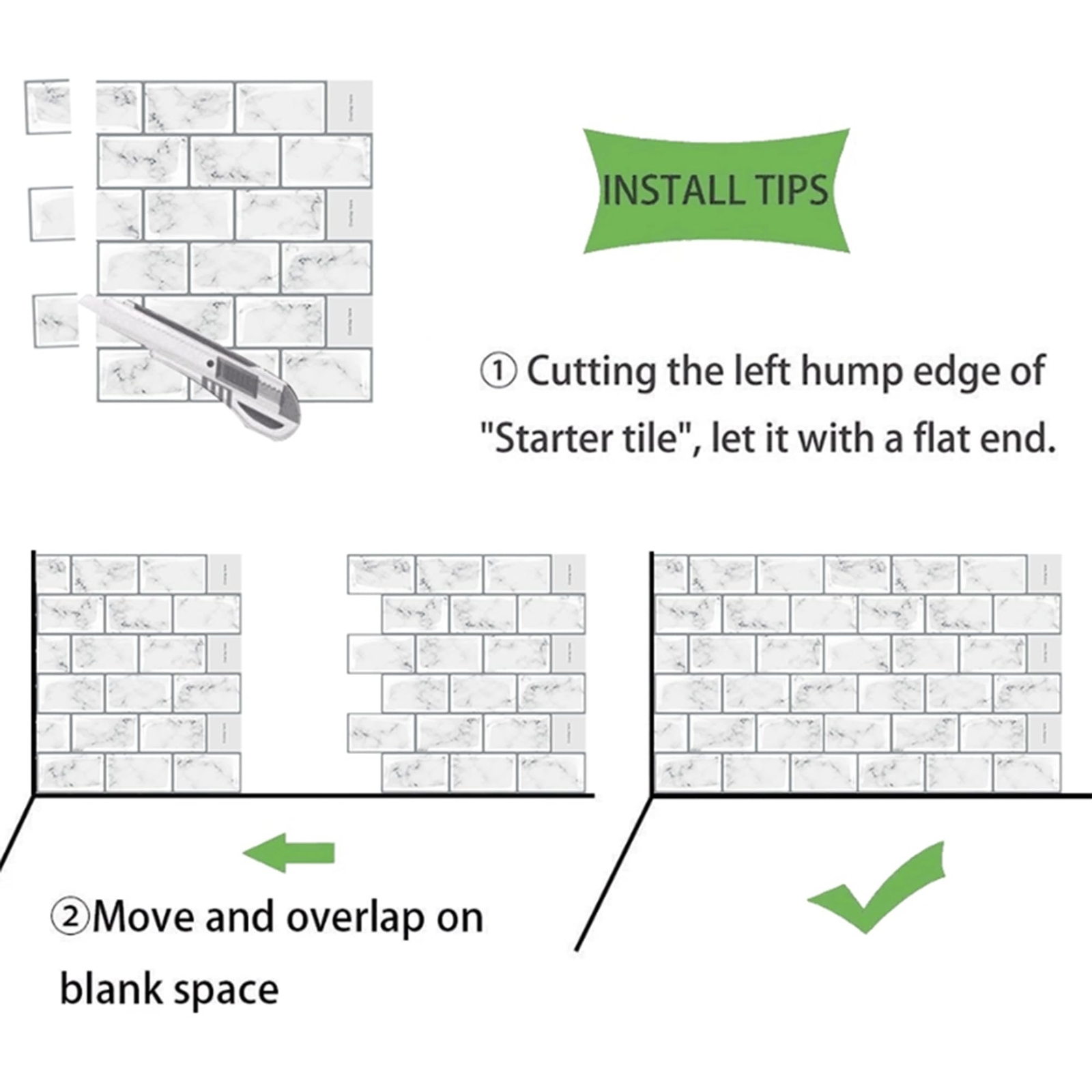 Peel and Stick Backsplash Wall Tiles – 10 Sheets White Marble Tile 12″ x 12″ …