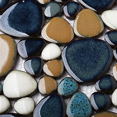 Aqua Cobalt Blue Pebble Tile for Stunning Shower Floors & Backsplashes