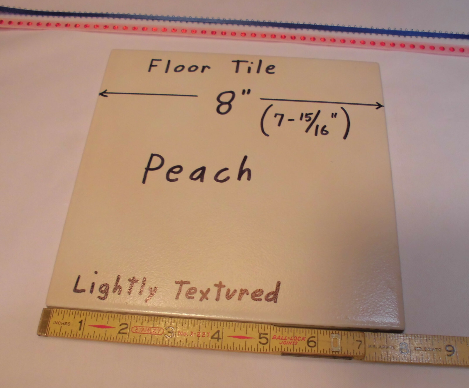 1 pc. *Peach* Ceramic / Porcelain Floor Tile 8″ X 8″ Lightly Textured New