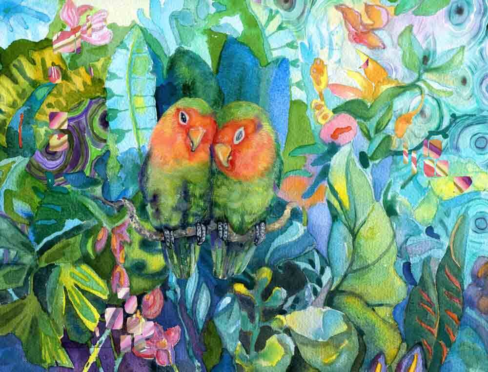 Tropical Birds Accent & Decor Tile Evelia Art OB-ES763AT