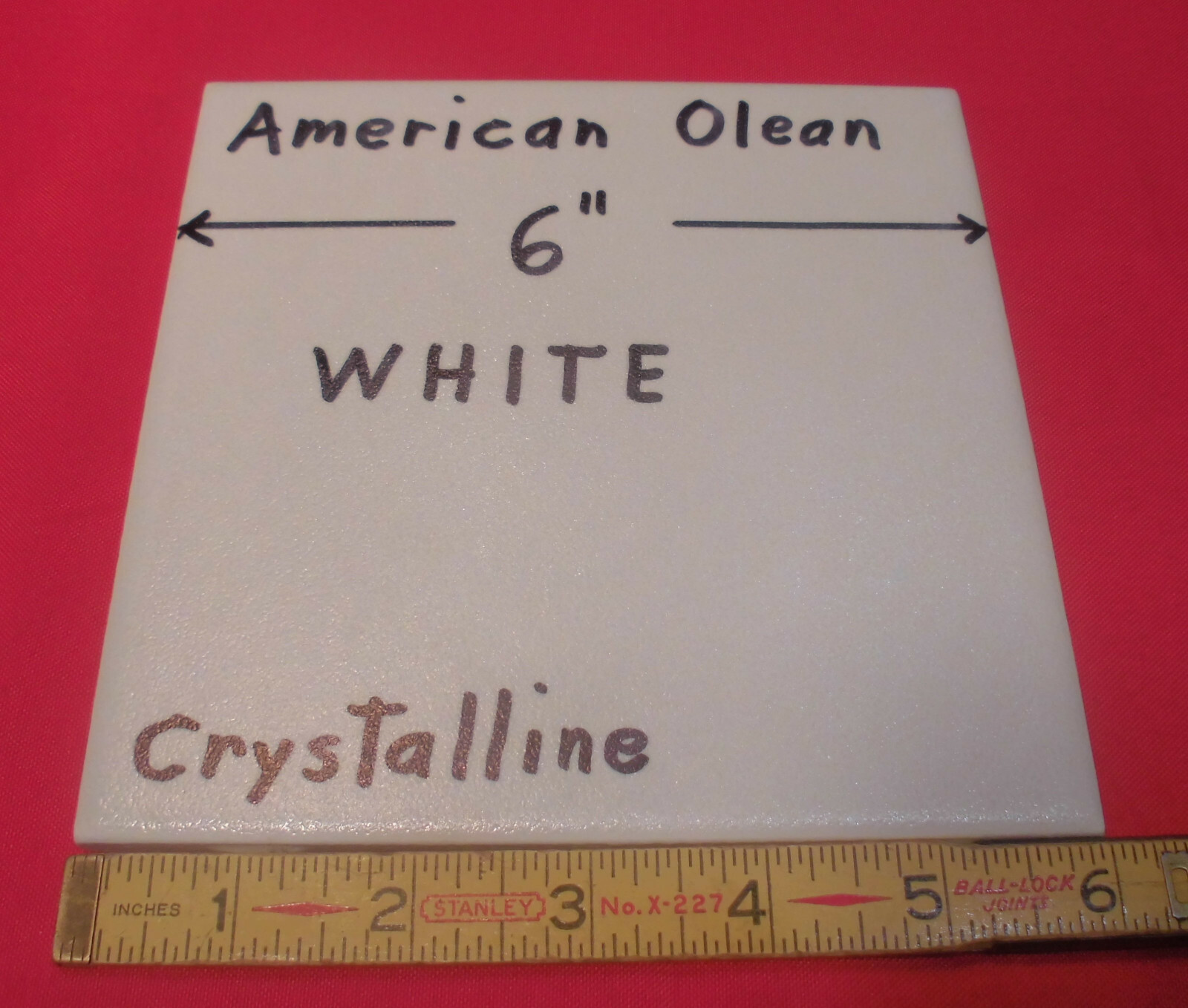 1 pc. Off-White: 6″ X 6″ Ceramic Crystalline Tile by American Olean from 1990’s