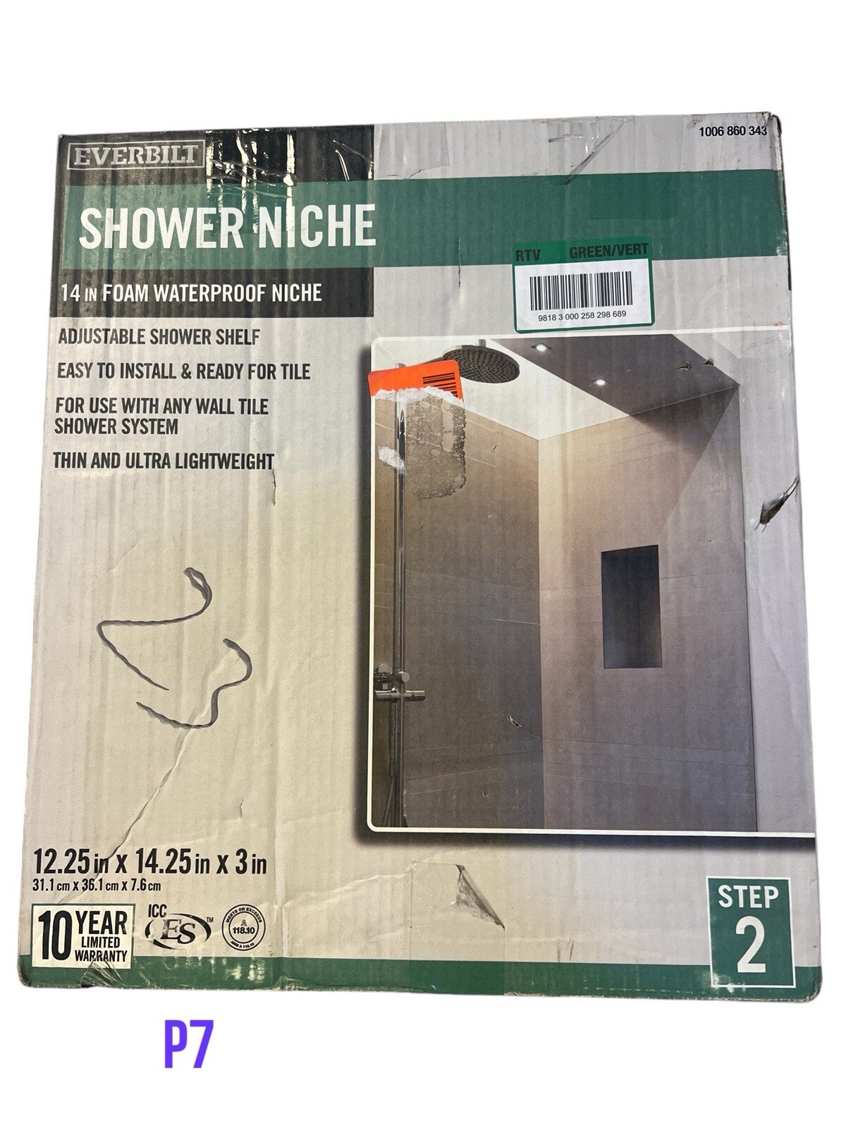 Everbilt EVB1214N Small 13-1/4in X 15-1/4in X 3-1/2in Adjustable Shower Niche