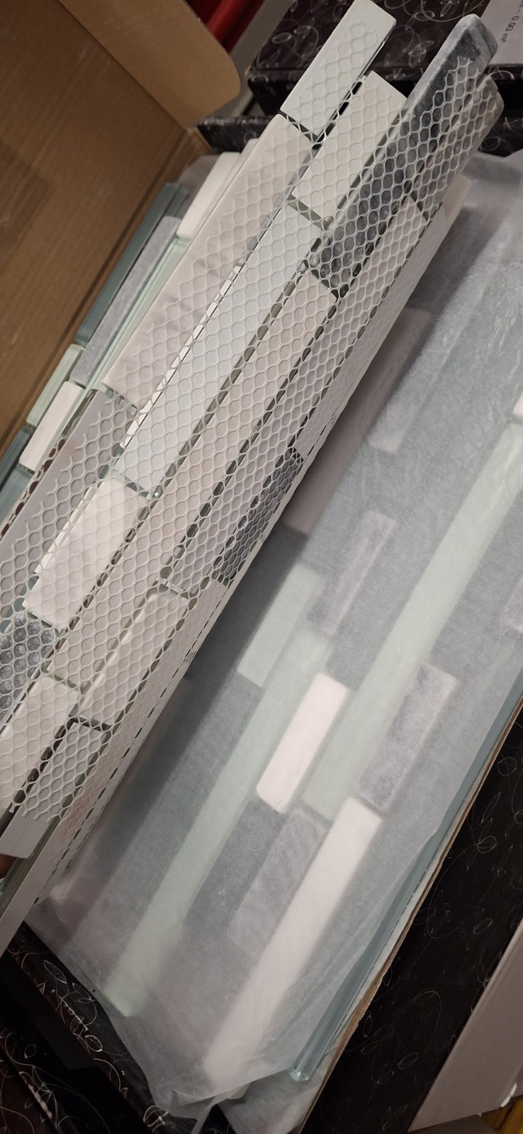 Anatolia Bliss Glass & Stone Linear Mosaic Tile 12″x12″ Sheet Backsplash Wall