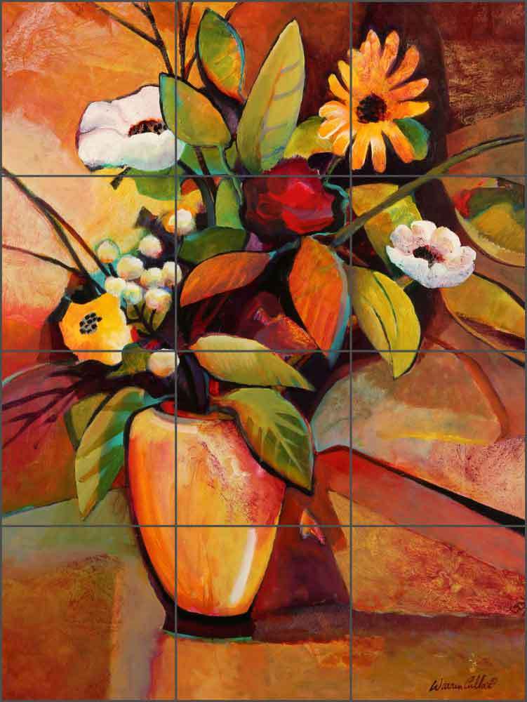 Tile Mural Backsplash Ceramic Cullar Flowers Floral Still Life WC101