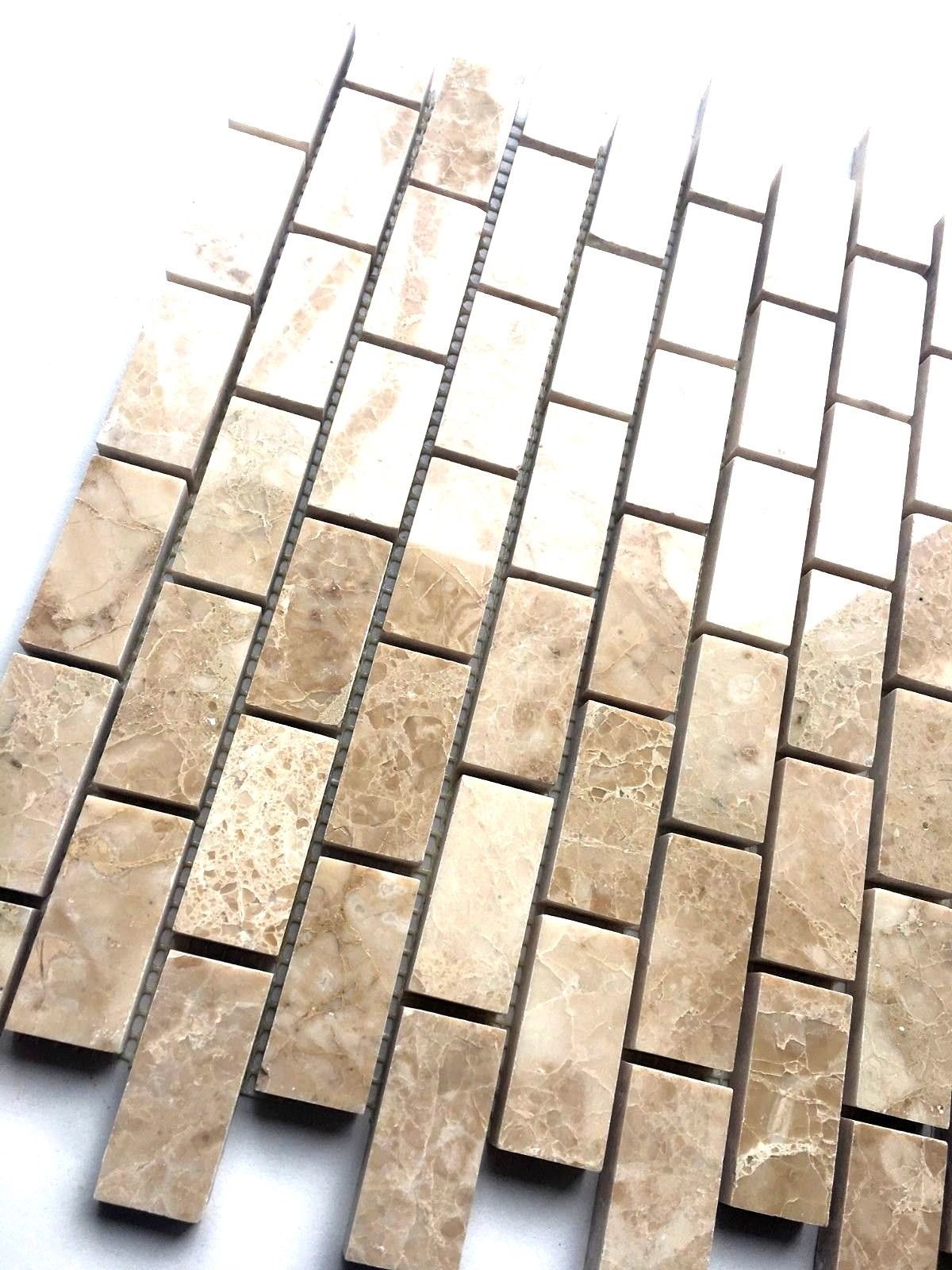 1×2 Cappucino Beige Polished Marble Mosaic Tile Backsplash Wall Floor Kitchen