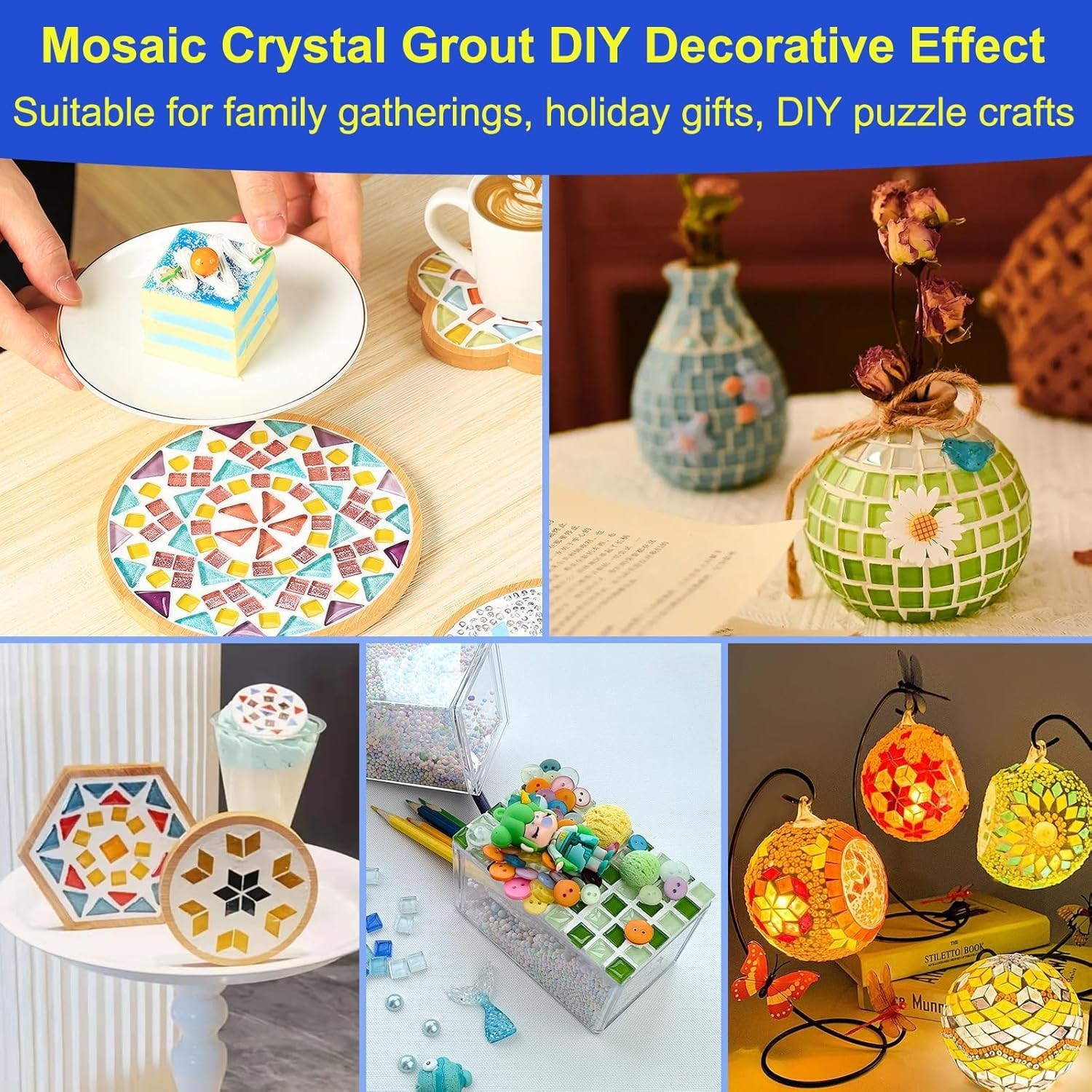 Crystal Mosaic Grout for Crafts Tile Sealing Waterproof 16oz
